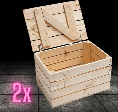 Produktbild von 2 Holztruhen mit Deckel | 48x36x28cm | Geschenkkiste für die Hochzeit | natur für kreatives Gestalten