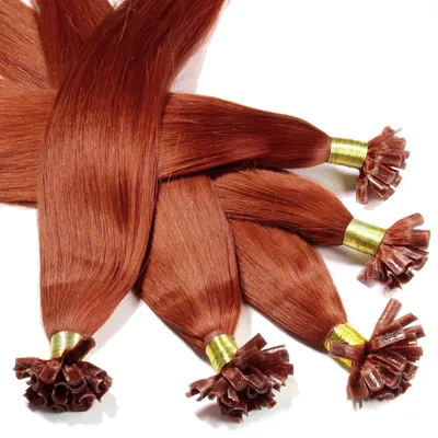 Image de hair2heart extensions de cheveux humains raides - 25 mèches 1g 50cm 8/43 blond clair rouge-doré
