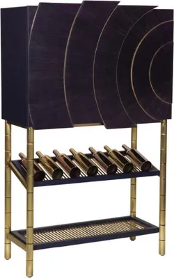 Image de Casa Padrino Luxe Armoire Bar Noir / Or 100 x 44 x H. 160 cm - Armoire à vin avec 2 portes - Meubles de Salon - Meubles Bar - Meubles Hôtel - Collection Luxe