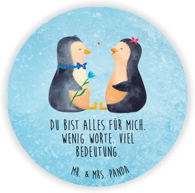 Produktbild von Mr. & Mrs. Panda magnet Pinguin Pärchen - Eisblau - Geschenk, pinnwand, Liebe, für fotos, haftmagnet, Hochzeitstag, kühlschrank, Jahrestag, Kühlschrankmagnet
