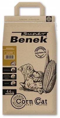 Zdjęcie produktu dla Super Benek Corn Cat Golden W 100% naturalny kukurydziany żwirek dla kota do kuwety 7l