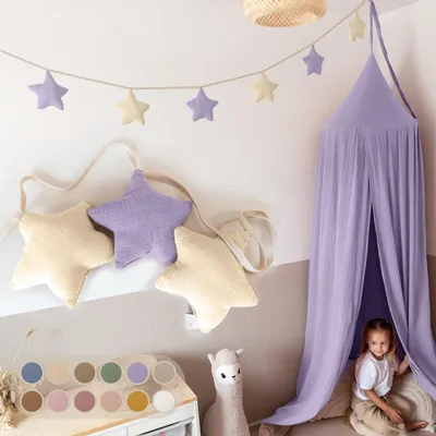 Produktbild von Handgemachte Wimpelkette für Kinderzimmer aus Musselin Baumwolle