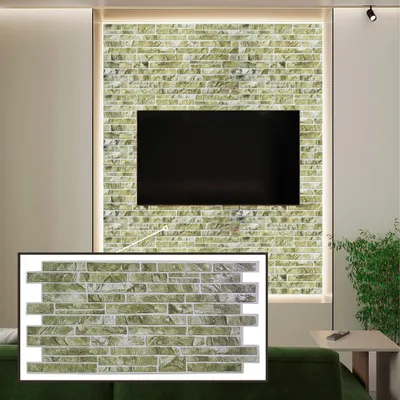 Produktbild von 3D-Wandpaneele PVC | Schiefer Optik | Grüner Schieferstein - 1 Platte - 0.5 m² | Für Wohnzimmer, Küche & Bad | Einfache DIY-Montage