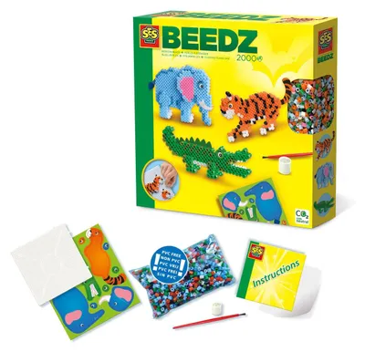 Produktbild von SES Creative Beedz 06260 Bügelperlen-Set Safari-Tiere, 2000 Perlen für 3D-Tierfiguren, 5 Jahr(e), Junge/Mädchen, Kind, Karton, Mehrfarbig, 2000 Stück(e)