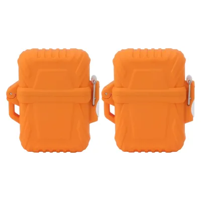 Image de Lot de 2 étuis étanches et portables pour lampe torche (IP56) pour le camping et les voyages, orange