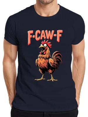 Obrázok produktu pre F CAW-F Funny Rooster Cartoon Farm Gift Vintage Humor Pánske tričko, Navy, XL