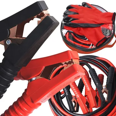 Starthilfekabel 4 m, 500 A, 12/24 V, mit Handschuhen & Tasche
