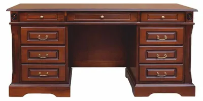 Immagine prodotto di Scrivania in legno massello in stile barocco "Casa Padrino", con 9 cassetti, color marrone, 162 cm - Scrivania da ufficio in stile barocco - Arredamento da ufficio in stile barocco