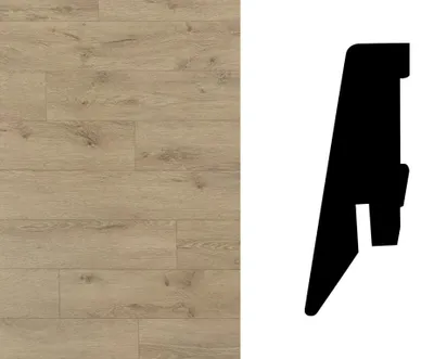 Produktbild von KRONOTEX | 2,40 m | Sockelleiste Braun 58x2400mm Eiche Veneto D3914 Nachbildung, Dekorleiste mit Stecksystem, Laminatfolie, Montagefreundliche Cliptechnik, Hohe Oberflächenqualität