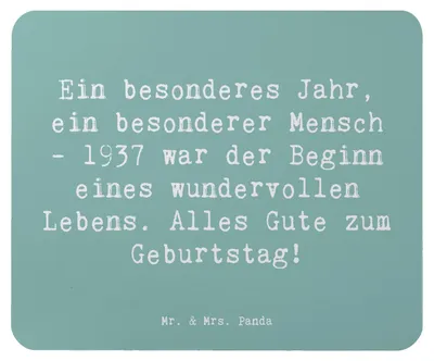 Produktbild von Mr. & Mrs. Panda Mauspad Spruch 1937 Geburtstag - Meeresbrise - Geschenk, laptop, computer, Besonderes, Alter, Handgefertigte Geschenke, Mouse Pad, liebevoller, Mousepad