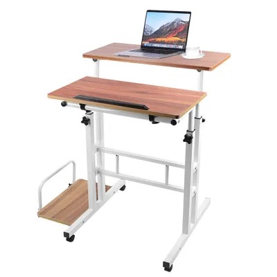 Produktbild von Mobiler Stehpult,Laptoptisch mit Host-Rack,Computertisch Höhenverstellbarer 67-115cm,Steh-Sitz Tisch Laptoptisch neigbar Tischplatte,für Zuhause Büro
