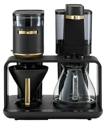 Produktbild von Melitta 1024-02, Filterkaffeemaschine, Kaffeebohnen, Eingebautes Mahlwerk, 1515 W, Schwarz, Gold