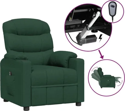 Immagine prodotto di vidaXL Poltrona relax elettrica in tessuto verde scuro