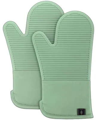 Immagine prodotto di Guanti da forno, set da 2 pezzi, resistenti al calore, antiscivolo, colore verde
