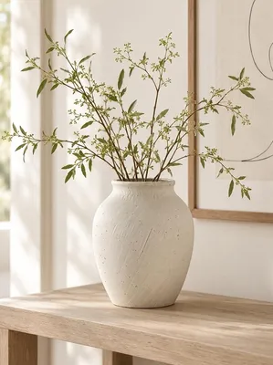 Keramik-Vase, Bauernhaus-Stil, 23 cm, weiß, Vintage