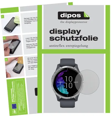 Produktbild von 2x Schutzfolie für Garmin Venu (43mm) matt Displayschutzfolie Folie Display Schutz dipos