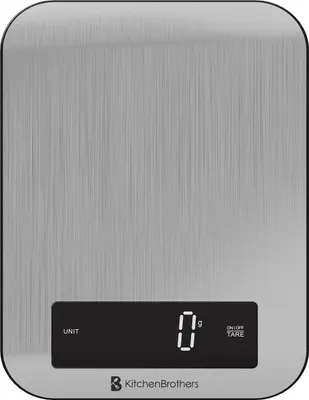 Produktbild von KitchenBrothers Küchenwaage - Digitale Küchenwaage - 1 g bis 10 kg - Edelstahl