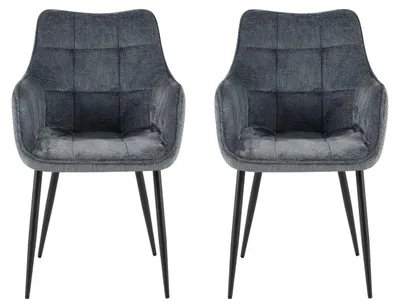 Imagen del producto de Conjunto de 2 sillones con reposabrazos modelo Lucille, tapizados en chenilla, color petróleo