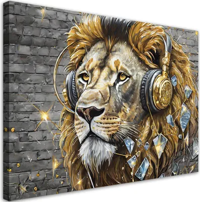 Produktbild von Leinwandbild Lew Dj Muzyka 90x60 Feeby Gold bild für die wand bereit zum aufhängen