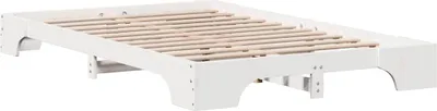 Zdjęcie produktu dla Łóżko Drewniane 120x200 Białe Rama Łóżka ze Stelażem Jednoosobowe