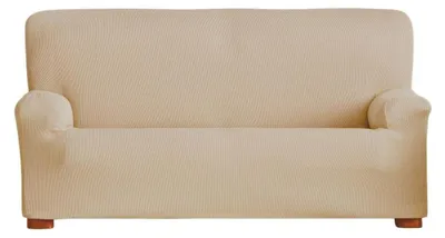 Imagen del producto de Funda elástica para sofá de 2 plazas, confeccionada en poliéster y algodón, color beige