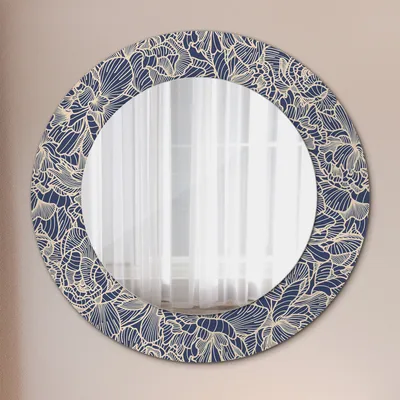 Obrázek produktu pro Ø50cm Moderní zrcadlo - Nástěnné zrcadlo - Ložnice - Květiny
