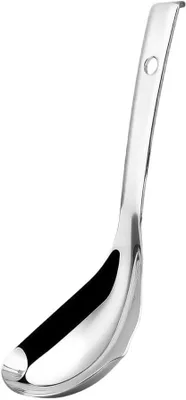 Produktbild von Suppenkelle aus 316-Edelstahl mit langem Griff, tiefer Schöpfkelle für die Küche, spülmaschinenfest, ergonomisches Design zum Aufhängen, Silber