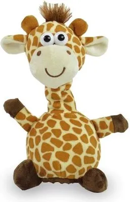 Produktbild von Winfried Kögler GmbH Labertier Giraffe Fleckchen, 22 cm, mit Aufnahme- & Wiedergabefunktion, Wackelkopf, 100% Polyester, braun, 3x AAA inkl., feucht abwischbar