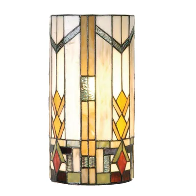 Obrázek produktu pro LumiLamp 5LL-9907 Nástěnné svítidlo Tiffany 20x11x36 cm Béžová Zelený skleněný půlkruh