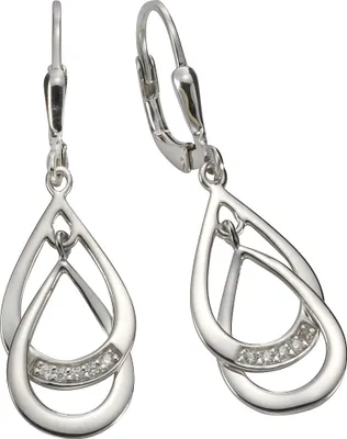 Produktbild von F Ohrhänger 925/- Sterling Silber 3,8cm weiß Zirkonia weiß 274230013
