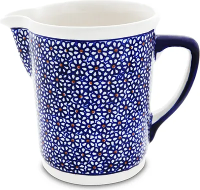 Produktbild von Original Bunzlauer Keramik großer 1 Liter Krug Kanne Karaffe Pitcher - Spülmaschinen- und Mikrowellengeeignet - Handbemalt Dekor 120