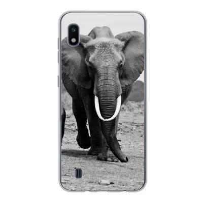 Produktbild von MuchoWow® Handyhülle Schutzhülle Hülle für Samsung Galaxy A10 Elefant - Kind - Schwarz - Weiß Silikon Softcase Handy Hülle - Schutzhülle