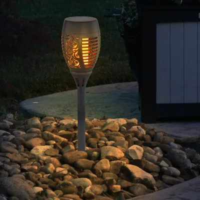 Produktbild von LED Solar Steckleuchte, schwarz, Feuereffekt, H 49,5 cm