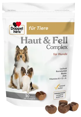Immagine prodotto di Double Heart for Animals Skin&Fur Complex per cani, 30 strisce da masticare
