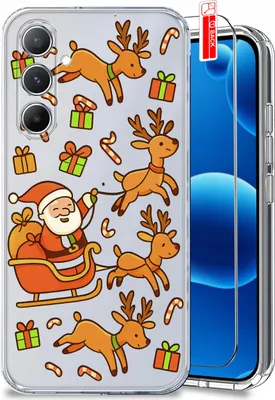 Productafbeelding van Telefoonschaal voor Samsung A34 5G, kerstmotieven, verstevigde transparante hoes + beschermglas