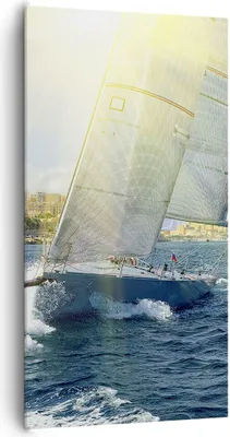 Produktbild von Bild auf Leinwand - Leinwandbild - Yacht Meer Welle - 65x120cm - Wand Bild - Wanddeko - Wandbilder - Leinwanddruck - Bilder - Kunstdruck - Wanddekoration - Leinwand bilder - Wandkunst - PA65x120-4038