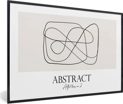 Produktbild von MuchoWow® Gerahmtes Poster Kunst - Abstrakt - Linie 90x60 cm - Poster mit Schwarzem Bilderrahmen Wandposter Rahmen Foto Bilder - Fotorahmen - Foto-Plakat