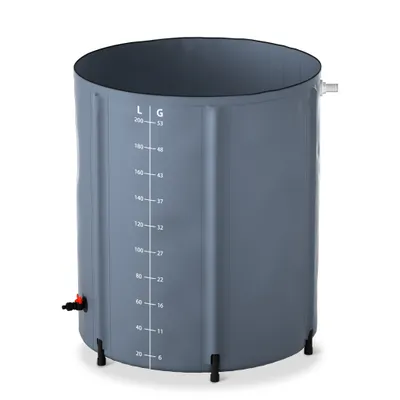 Produktbild von JOIEYOU 200 Liter Regentonne PVC Regenwassertonne Regenfass Faltbar Regenwassertank Wassertank Regenwasserfass mit Deckel & Skala, Dunkelgrau