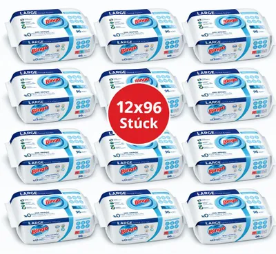 Produktbild von Bingo Feuchttücher Weißseife 12x96 Blatt – Großpackung – Mehrzweck Reinigungstücher