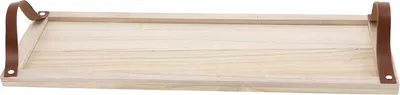 Produktbild von Dekotablett aus Holz mit 2 Griffen in Leder Optik - ca. 60 x 20 cm