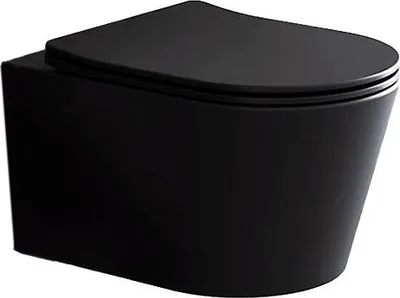 Zdjęcie produktu dla Beitz & Walz AqvaCeramica – toaleta wisząca z głębokim spłukiwaniem, bez krawędzi spłukującej, model Rotation, 530 x 360 mm – matowa czerń