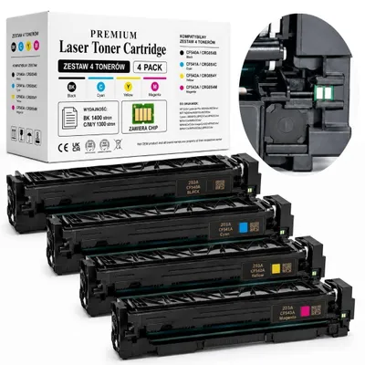 Produktbild von 4x Ersatztoner für HP 203A CMYK CF540A mit Chip für M254dw, M281fdn, M280nw