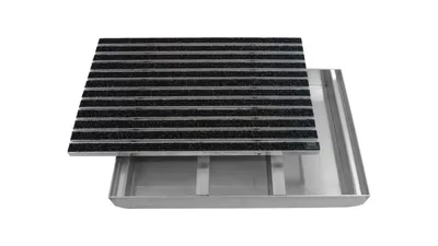 Produktbild von Emco Eingangsmatte DIPLOMAT + Bodenwanne 75mm Aluminium, Rips Anthrazit, Größe:60x40cm