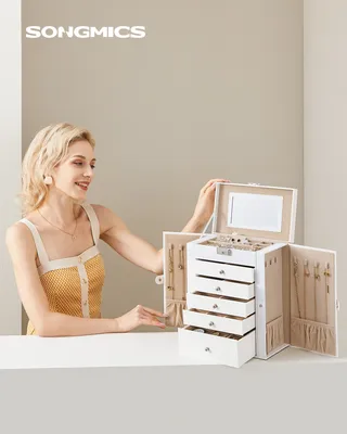 Produktbild von SONGMICS Schmuckkasten, große Schmuckschatulle mit 6 Ebenen, seitlichen Klapptüren