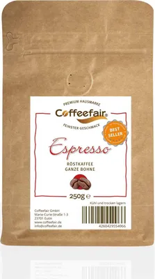 Produktbild von Coffeefair Espresso 250g Kaffeebohnen Barista Qualität