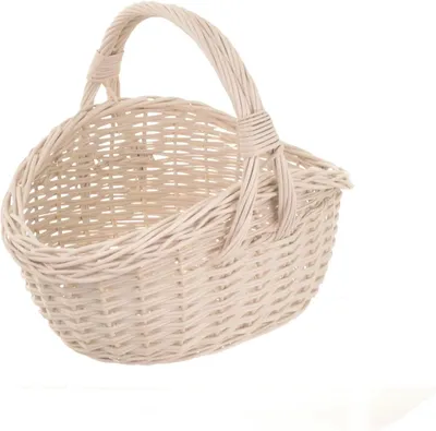 Produktbild von Geschenkkorb leer mit Henkel weiß Weidenkorb geflochten natur Ostern Präsentkorb S - 34cm