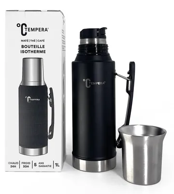 Zdjęcie produktu dla TEMPERA - Termos izolowany, 1 L | Stal nierdzewna, podwójne ścianki, wolny od BPA | Kubek/dzbanek (240 ml) | Utrzymuje temperaturę 24 godziny (ciepło), 30 godzin (zimno) | Precyzyjne wylewanie