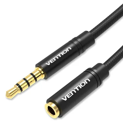 Produktbild von Vention-Kopfhörer-Verlängerungskabel, 3,5 mm Audio-Stereo-4-polige TRRs unterstützt mikrofongoldgeplattte Nylon-Kabel-Headset/TV/Laptop