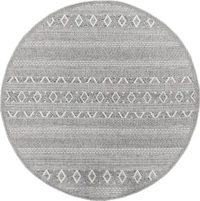 Obrázek produktu pro Venkovní koberec Flatweave Balkonový koberec Terasa Kuchyňský koberec Odolný proti povětrnostním vlivům Béžová šedá kolo