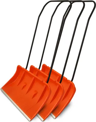 Produktbild von Bituxx Schneeschieber 80cm Schneeschaufel Schneewanne Schneeschild extra Breit mit Bügelgriff und Räder Orange (3 Stück) MS-19579